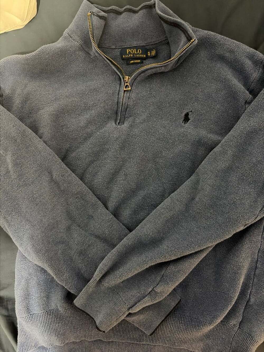 Polo Ralph Lauren 1/2 Zip Sweater Size XL Blue Pima Cotton